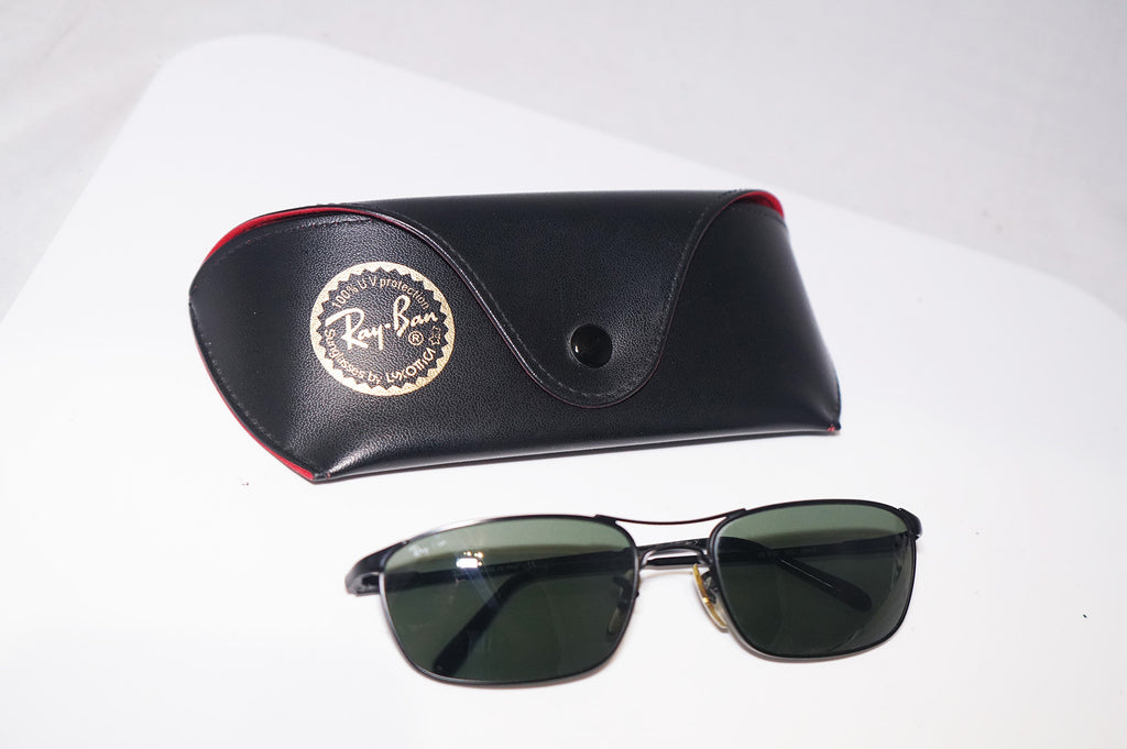 RAY-BAN 1990 Vintage Mens Designer Sunglasses Black Rectangle RB 3132 006 15387