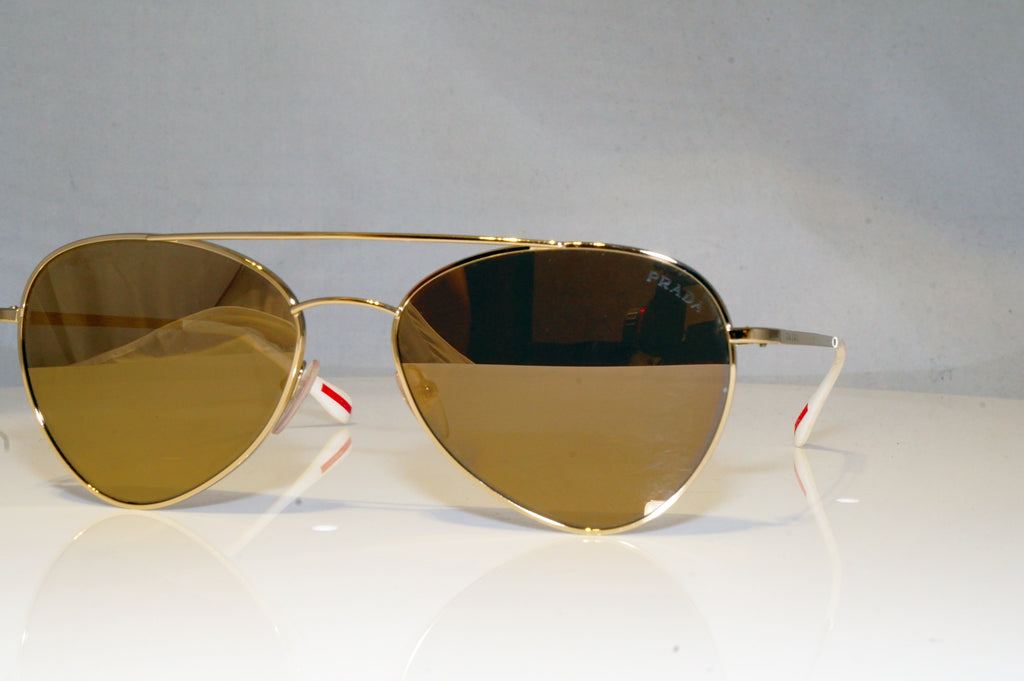 PRADA Mens Designer Sunglasses Gold Aviator SPS 50S ZVN-1CO 17554