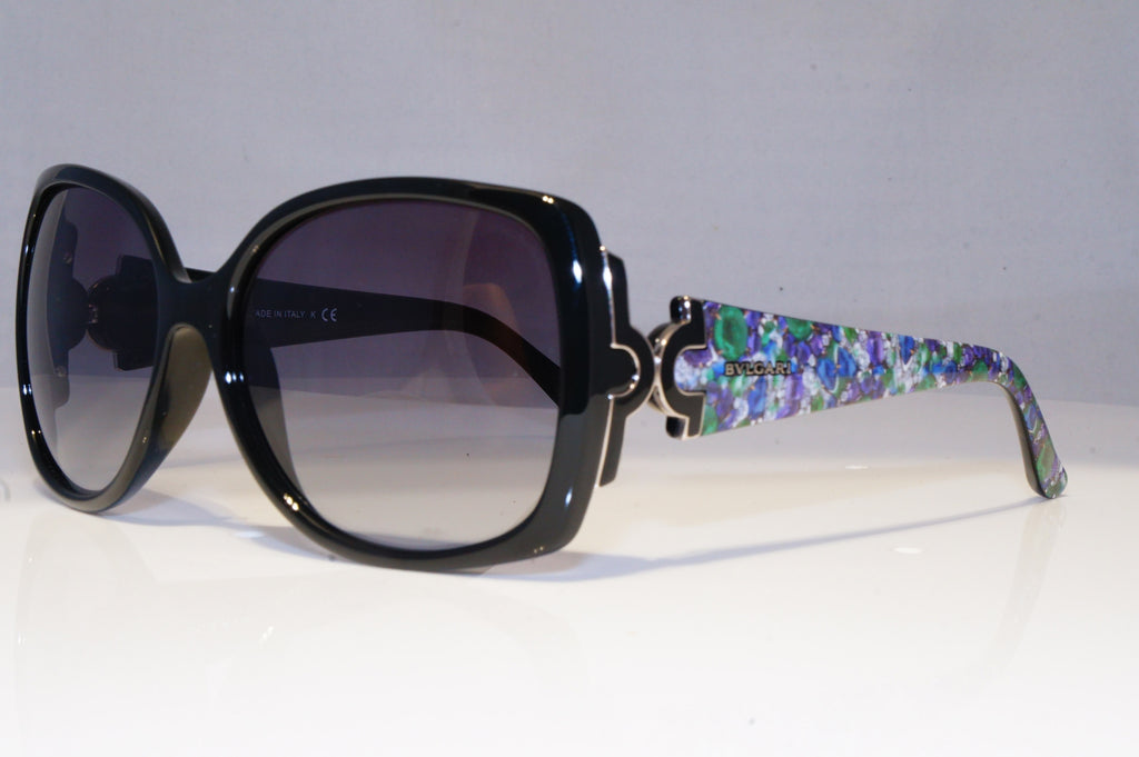 BVLGARI Womens Oversized Designer Sunglasses Black Square FLORAL 8078 901 20739