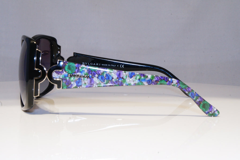BVLGARI Womens Oversized Designer Sunglasses Black Square FLORAL 8078 901 20739