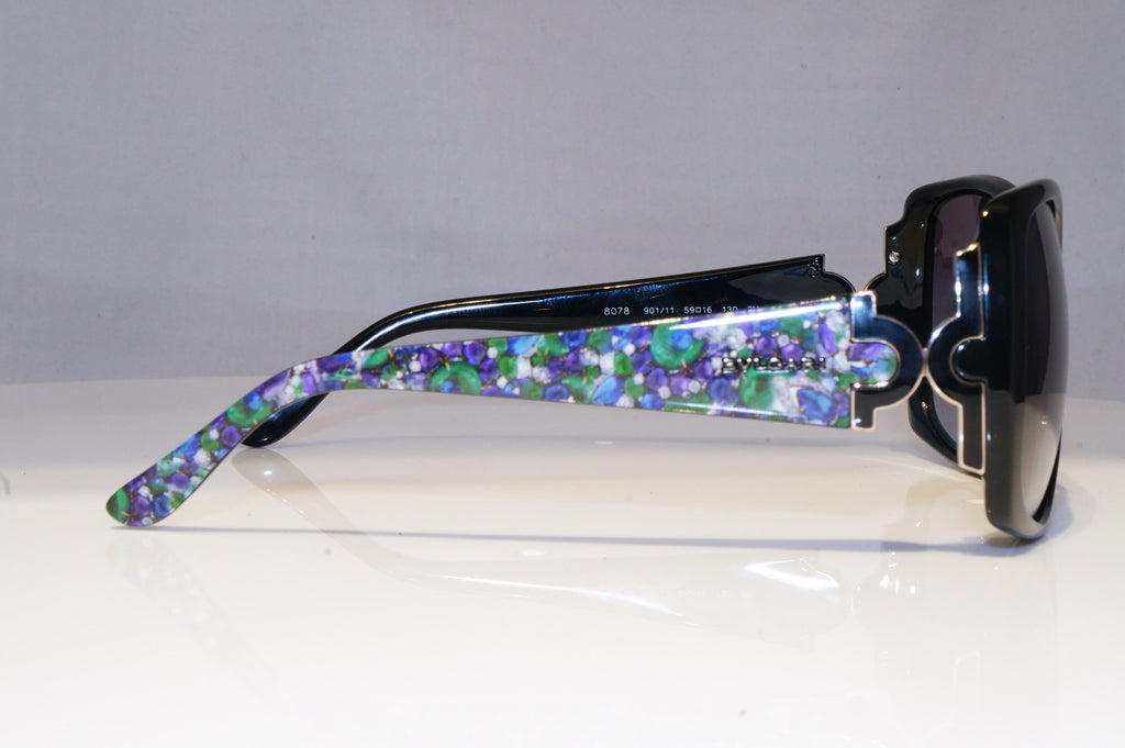 BVLGARI Womens Oversized Designer Sunglasses Black Square FLORAL 8078 901 20739