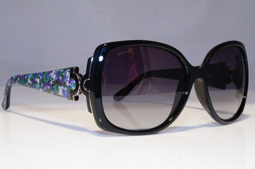 BVLGARI Womens Oversized Designer Sunglasses Black Square FLORAL 8078 901 20739
