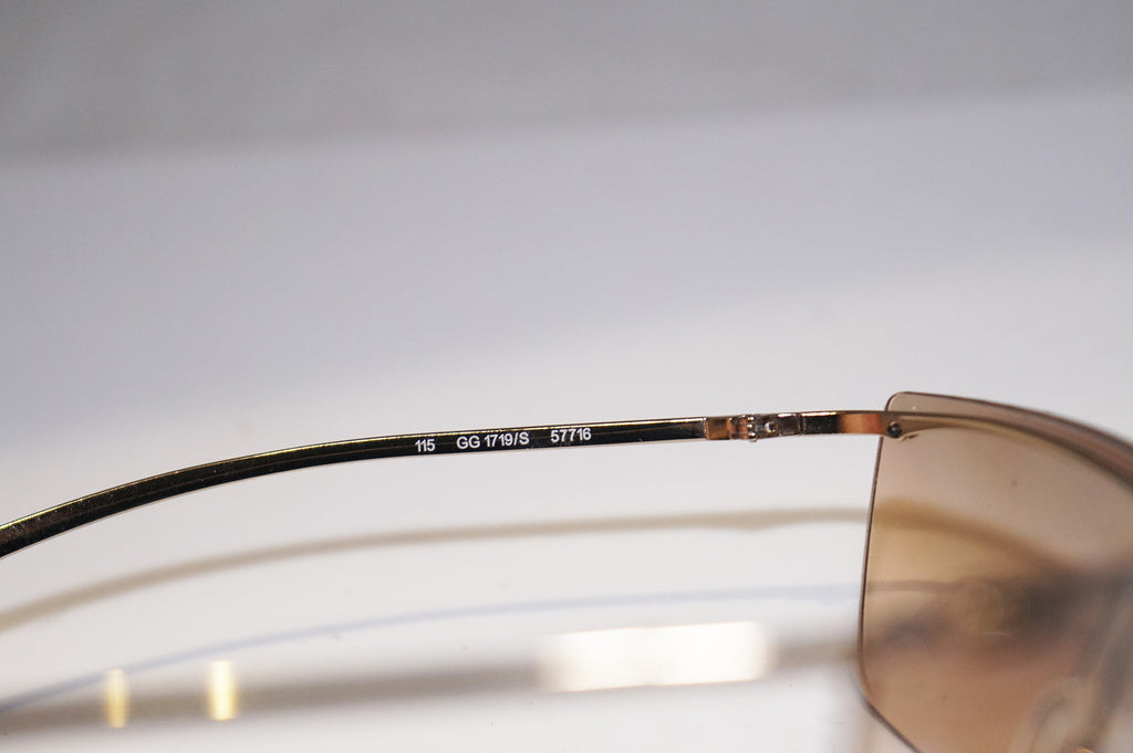 GUCCI 1990 Vintage Mens Designer Sunglasses Gold Shield GG 1719 57716 15588