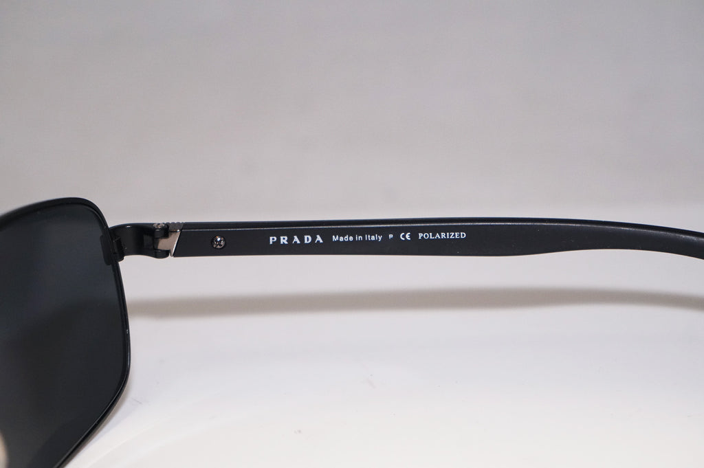PRADA Mens Designer Polarized Sunglasses Black Rectangle SPS 55N 1BO-5Z1 15584