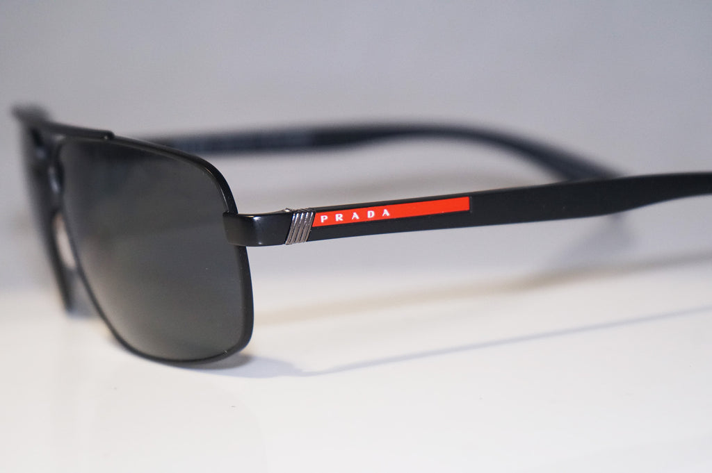 PRADA Mens Designer Polarized Sunglasses Black Rectangle SPS 55N 1BO-5Z1 15584
