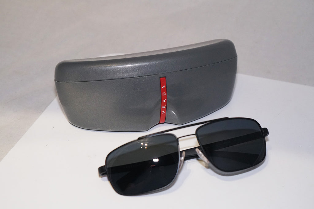 PRADA Mens Designer Polarized Sunglasses Black Rectangle SPS 55N 1BO-5Z1 15584
