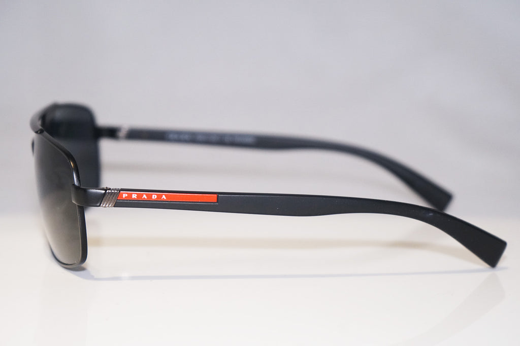 PRADA Mens Designer Polarized Sunglasses Black Rectangle SPS 55N 1BO-5Z1 15584