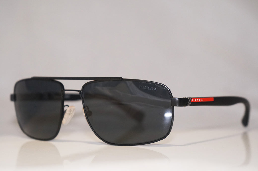 PRADA Mens Designer Polarized Sunglasses Black Rectangle SPS 55N 1BO-5Z1 15584