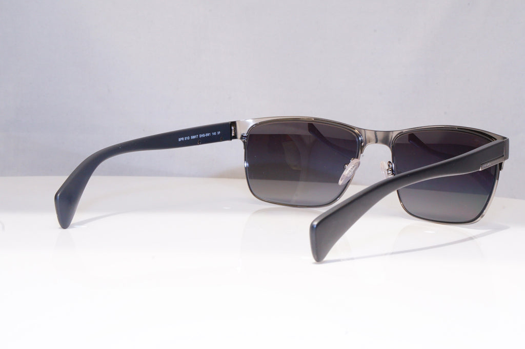 PRADA Mens Polarized Designer Sunglasses Black Rectangle SPR 510 DHG-5W1 18309