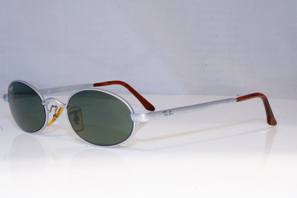 RAY-BAN Mens Vintage 1990 Designer Sunglasses Silver Oval RB 3042 W2948 19492