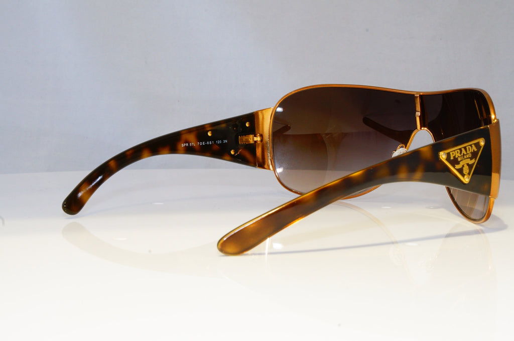 PRADA Mens Womens Unisex Designer Sunglasses Brown Shield SPR 57L 70E-6S1 20857
