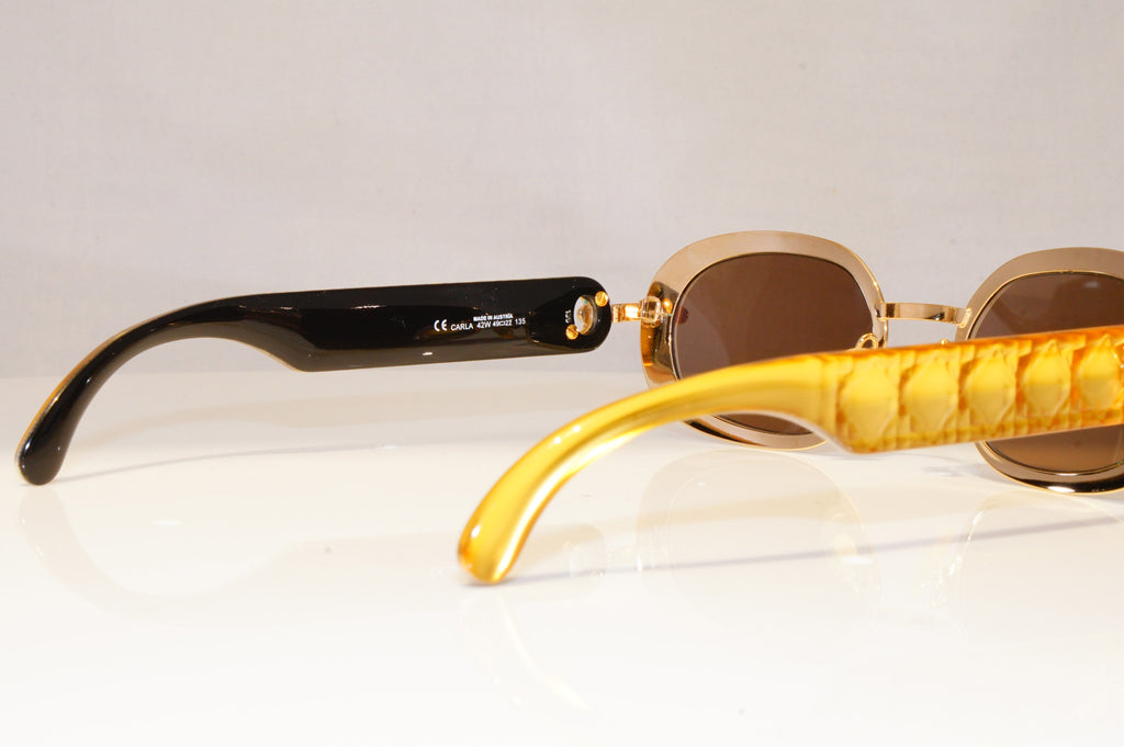 CHRISTIAN DIOR Womens Vintage Designer Sunglasses Gold Rectangle CARLA 42W 22037