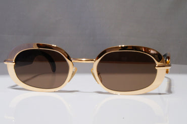 CHRISTIAN DIOR Womens Vintage Designer Sunglasses Gold Rectangle CARLA 42W 22037