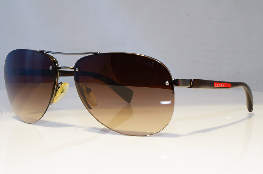 PRADA Mens Designer Sunglasses Brown Pilot SPS 56M 5AV-6S1 20851