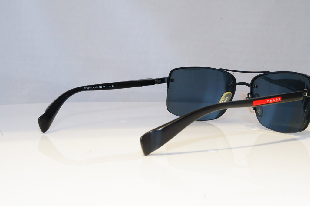 PRADA Mens Designer Sunglasses Black Rectangle SPS 50N 1BO-1A1 20841