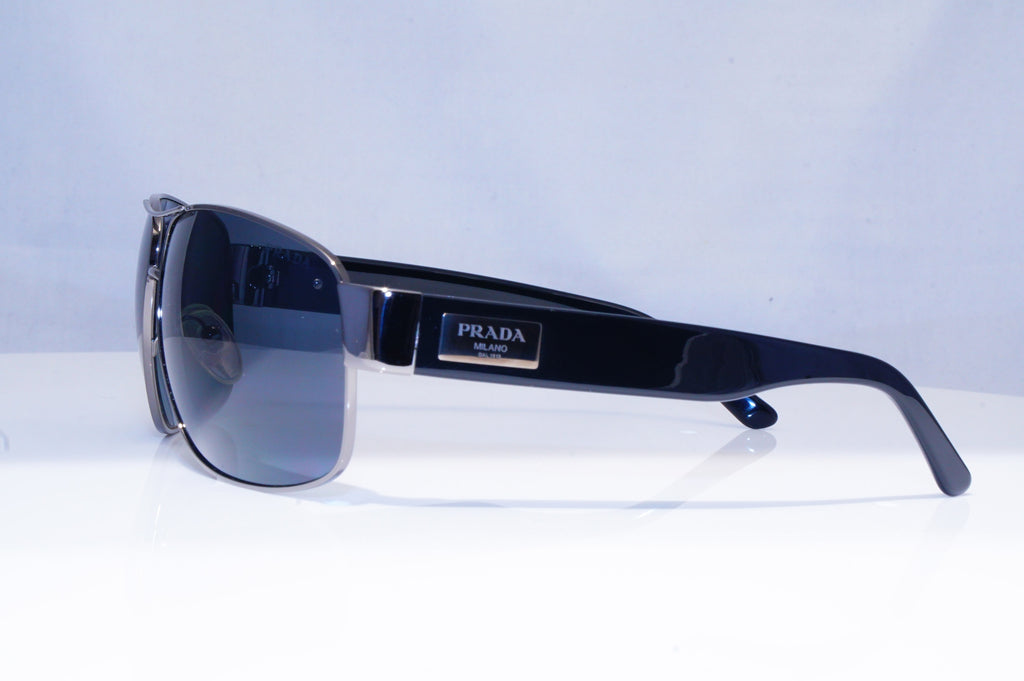 PRADA Mens Polarized Designer Sunglasses Black Pilot SPR 61L 5AV-5Z1 18786