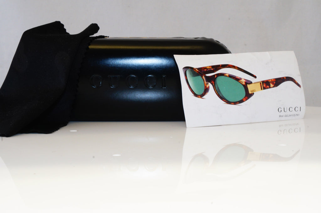 GUCCI Mens Womens Vintage Designer Sunglasses Brown Rectangle GG 2411 PX1 19981