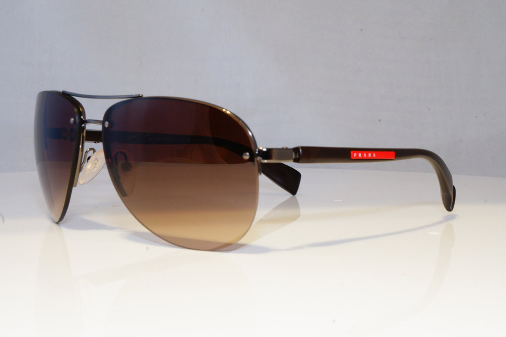 PRADA Mens Designer Sunglasses Brown Pilot SPS 56M 5AV-6S1 20850