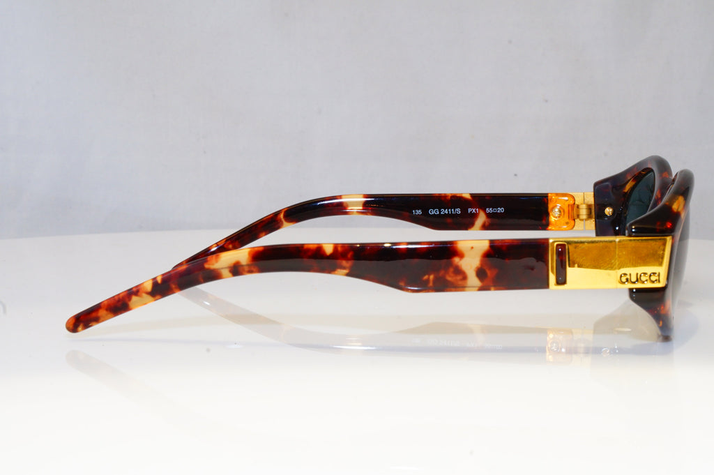 GUCCI Mens Womens Vintage Designer Sunglasses Brown Rectangle GG 2411 PX1 19981