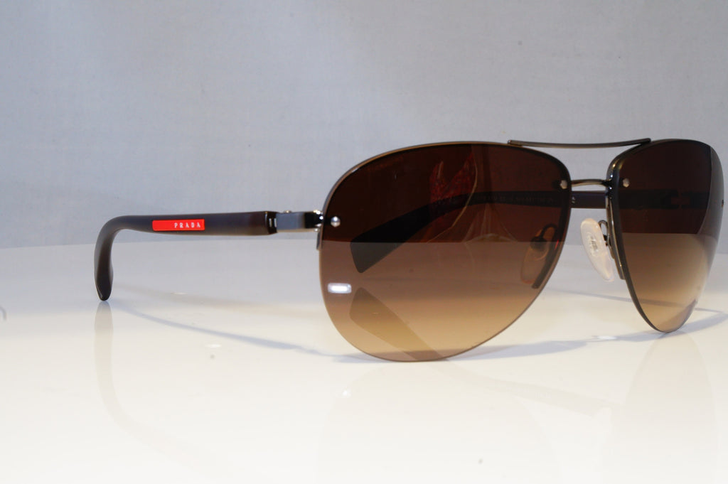 PRADA Mens Designer Sunglasses Brown Pilot SPS 56M 5AV-6S1 20850
