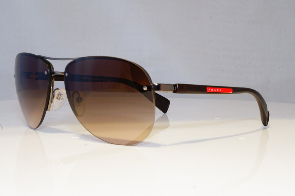 PRADA Mens Designer Sunglasses Brown Pilot SPS 56M 5AV-6S1 20851