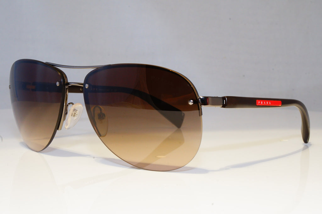 PRADA Mens Designer Sunglasses Brown Pilot SPS 56M 5AV-6S1 20850