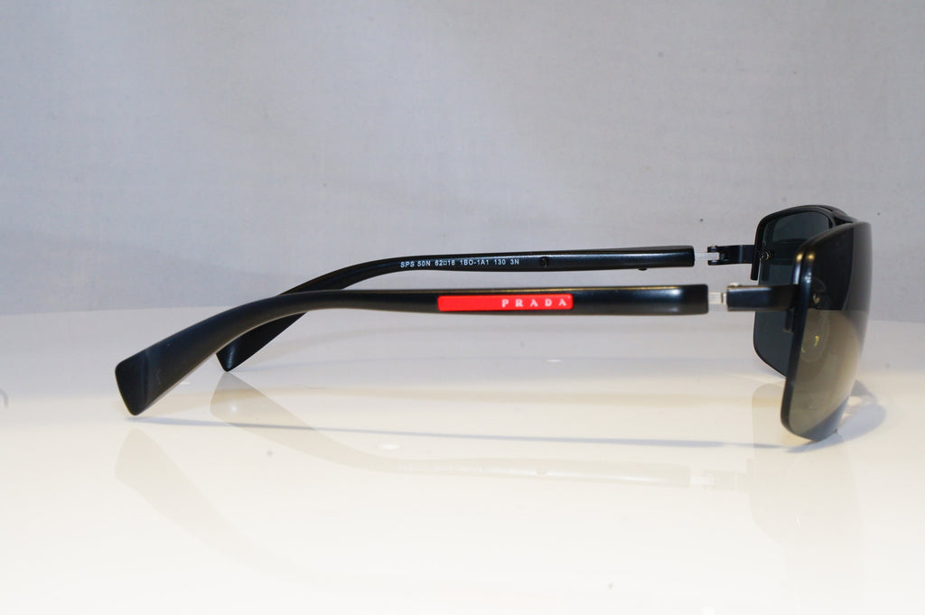 PRADA Mens Designer Sunglasses Black Rectangle SPS 50N 1BO-1A1 20837