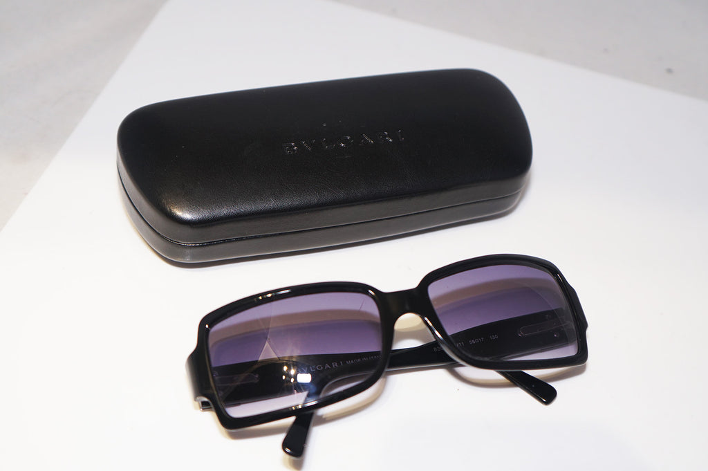 BVLGARI 1990 Vintage Womens Designer Sunglasses Black Rectangle 830 501/11 15594