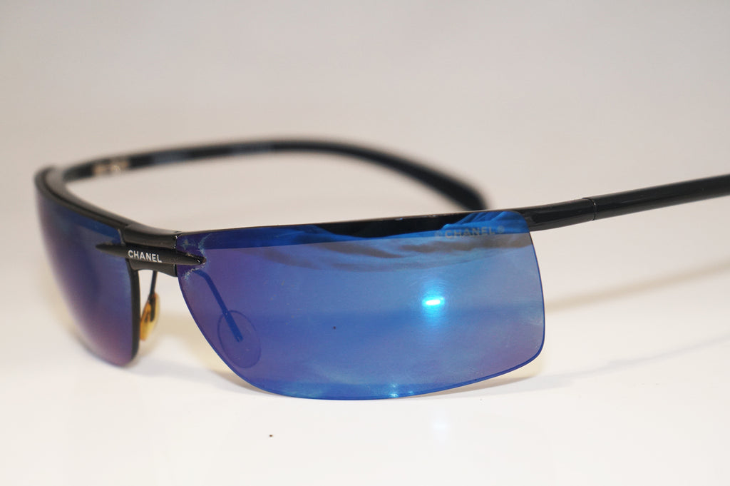 CHANEL Vintage Mens Unisex Designer Sunglasses Black Wrap 6003 C501/55 16317