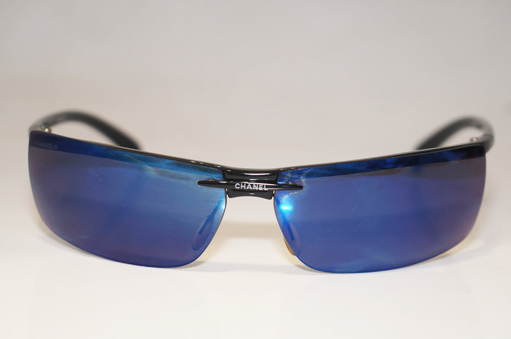 CHANEL Vintage Mens Unisex Designer Sunglasses Black Wrap 6003 C501/55 16317