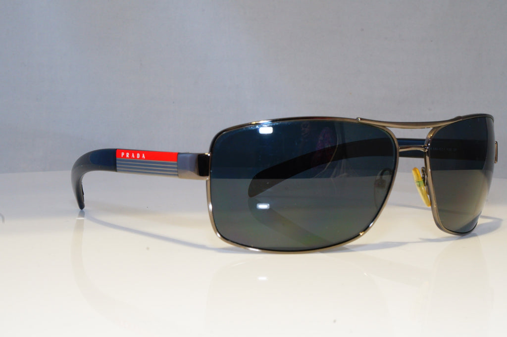 PRADA Mens Polarized Designer Sunglasses Black Rectangle SPS 54I 5AV-5Z1 20859