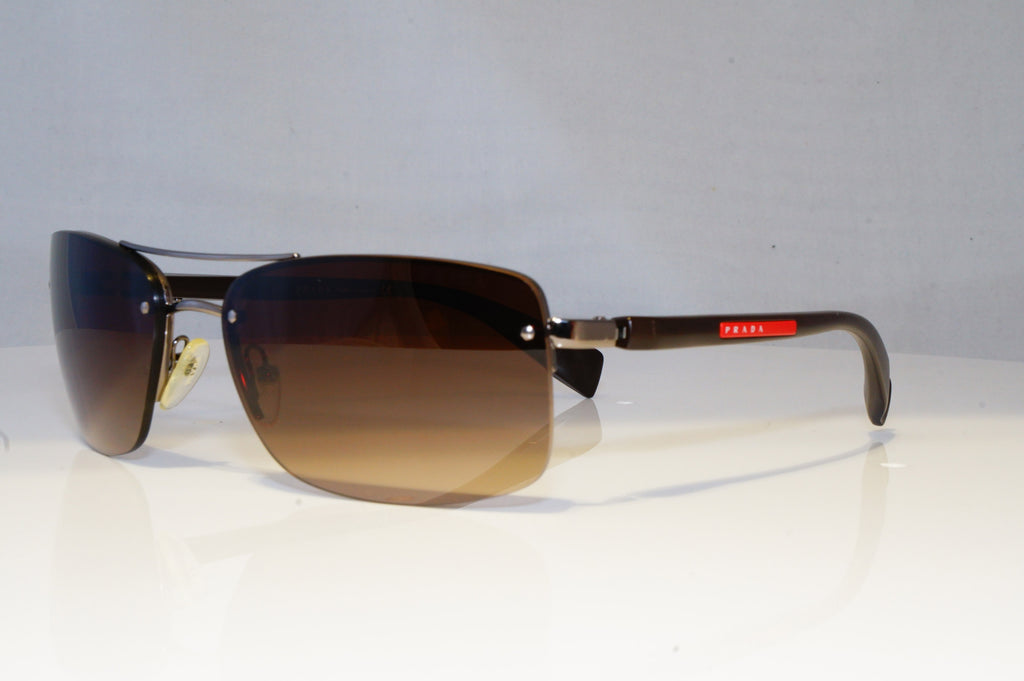 PRADA Mens Designer Sunglasses Brown Rectangle SPS 50N 5AV-6S1 20838