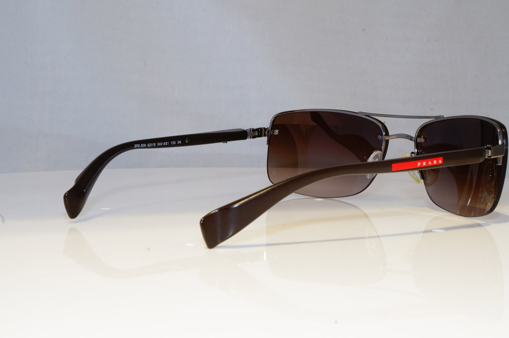 PRADA Mens Designer Sunglasses Brown Rectangle SPS 50N 5AV-6S1 20838