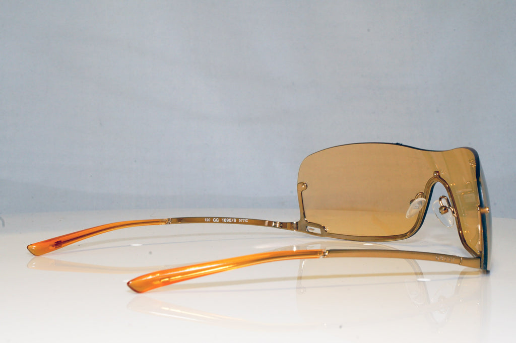 GUCCI Mens Vintage 1990 Designer Sunglasses Gold Shield GG 1690 577IC 17610