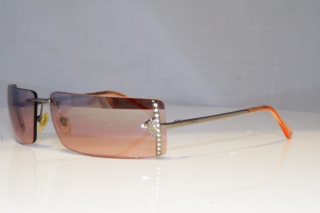 VERSACE Womens Diamante Designer Sunglasses Silver Rectangle N29 1001/7E 20459