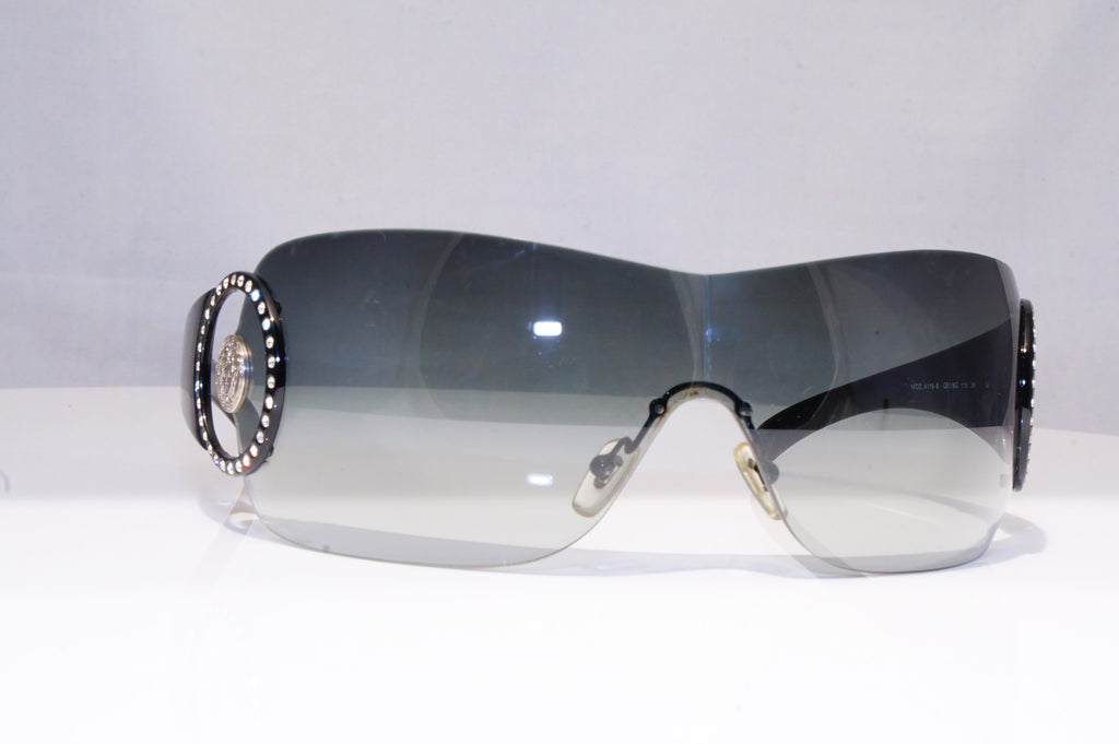 VERSACE Womens Diamante Designer Sunglasses Black Shield 4116-B GB1/8G 18762
