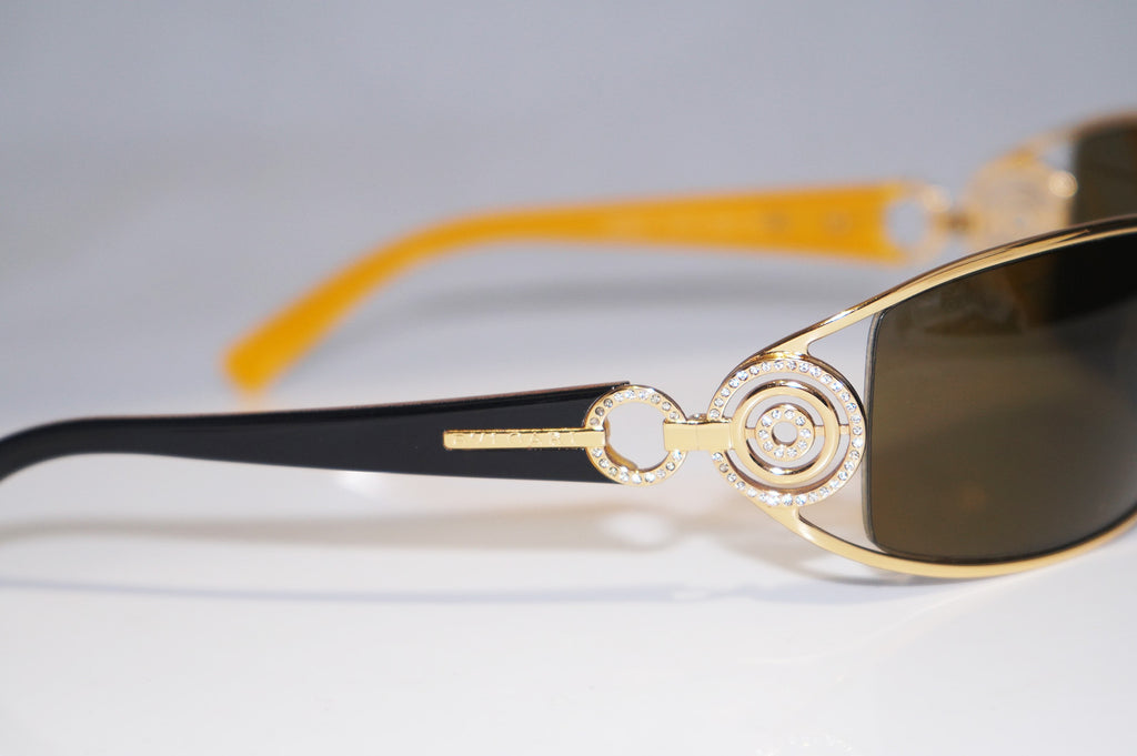 BVLGARI Boxed Womens Designer Crystal Sunglasses Gold Rectangle 6003 10173 15492