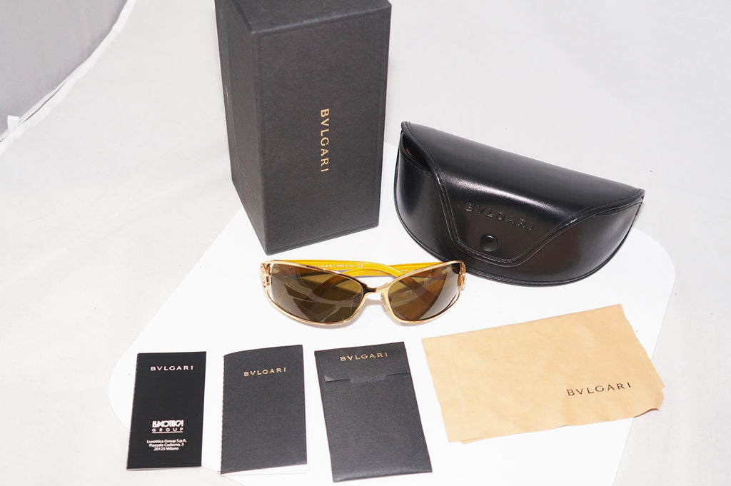 BVLGARI Boxed Womens Designer Crystal Sunglasses Gold Rectangle 6003 10173 15492