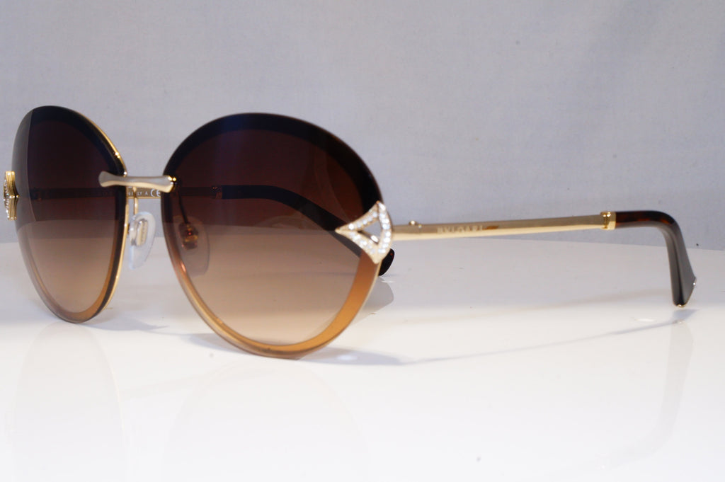 BVLGARI Womens Diamante Designer Sunglasses Gold Round 6101 278/13 22132