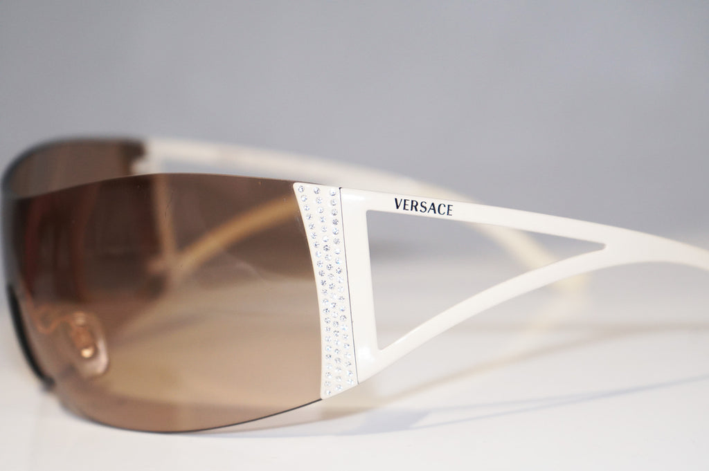 VERSACE Womens Designer Crystal Sunglasses Beige Shield MOD 2034 1109/13 15493