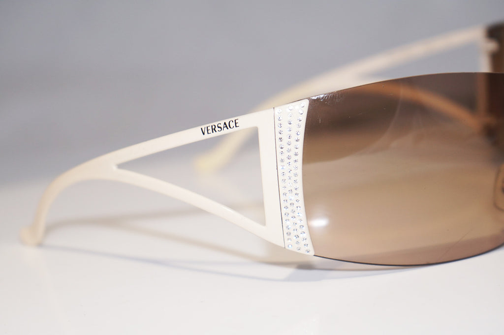 VERSACE Womens Designer Crystal Sunglasses Beige Shield MOD 2034 1109/13 15493