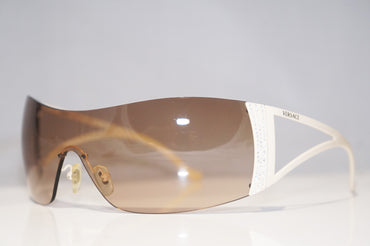 VERSACE Womens Designer Crystal Sunglasses Beige Shield MOD 2034 1109/13 15493
