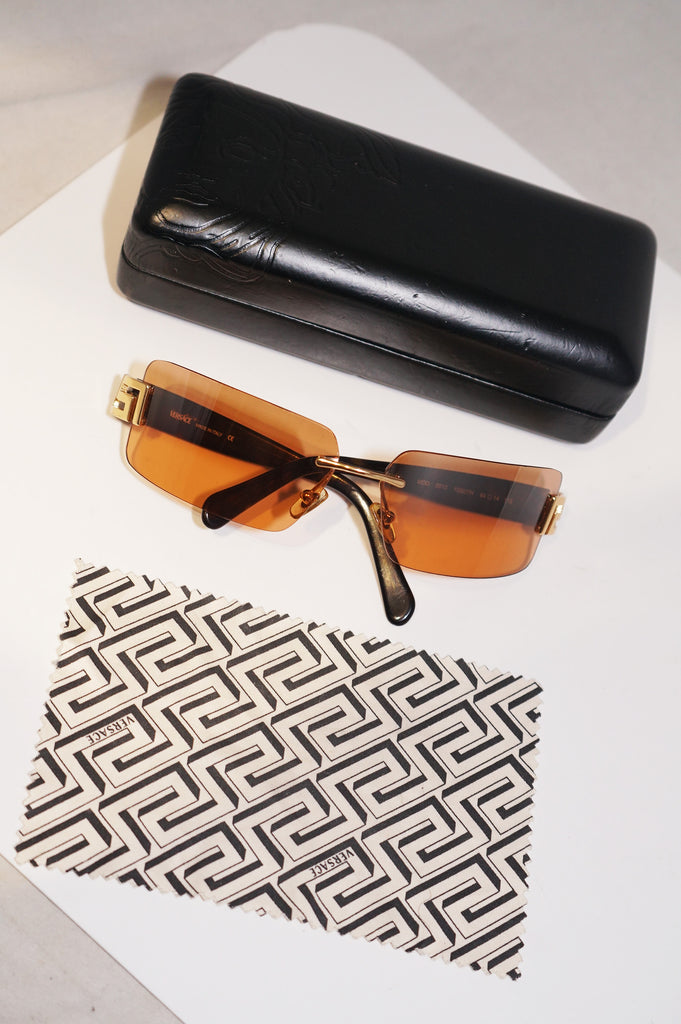 VERSACE Womens Designer Sunglasses Orange Rectangle MOD 2010 1002/7H 15474
