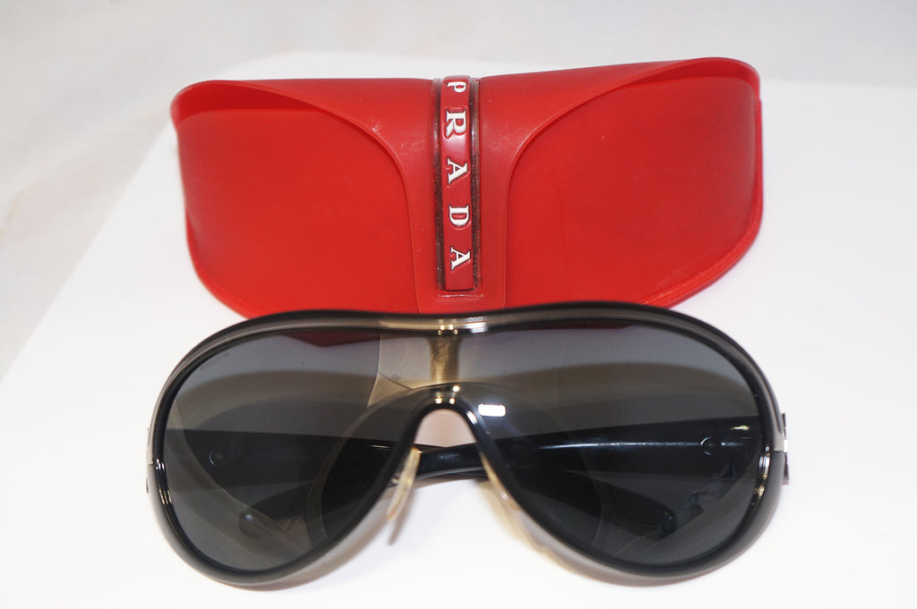 PRADA Mens Unisex Designer Sunglasses Black Shield SPR 07H 1AB-1A1 16224