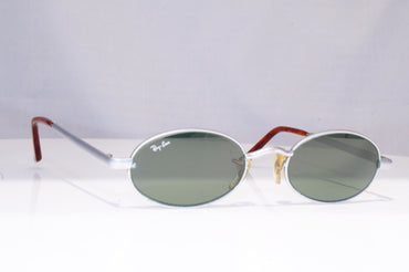 RAY-BAN Mens Vintage 1990 Designer Sunglasses Silver Oval W2946 BRN 18765