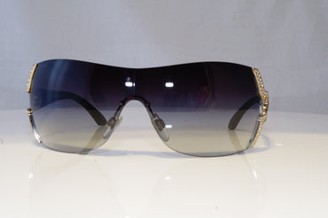 BVLGARI Womens Diamante Designer Sunglasses Black Shield 6038-B 102/8G 20884