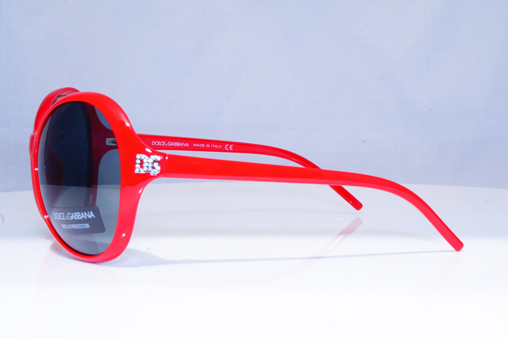 DOLCE&GABBANA Womens Diamante Designer Sunglasses Red Round DG 6006 588/87 18627