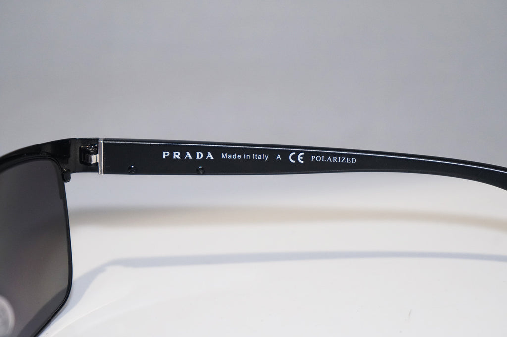 PRADA Mens Designer Polarized Sunglasses Black Rectangle SPR 51O FAD-5W1 15613