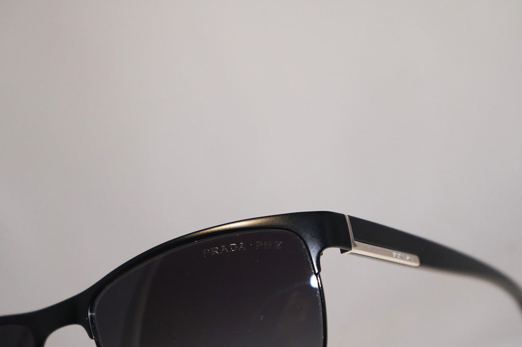 PRADA Mens Designer Polarized Sunglasses Black Rectangle SPR 51O FAD-5W1 15613
