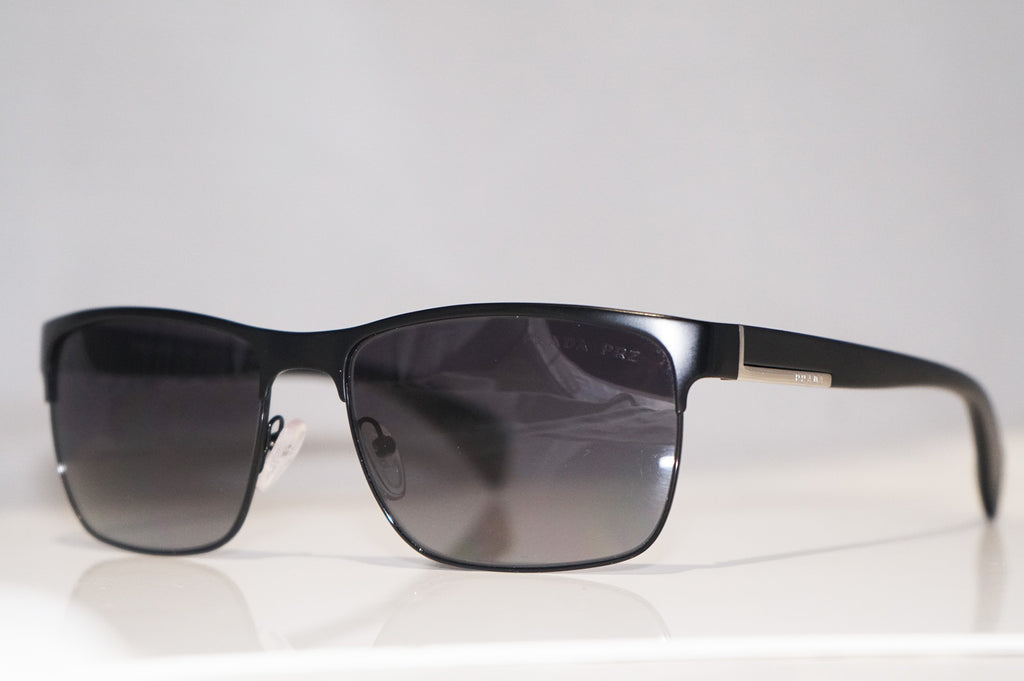 PRADA Mens Designer Polarized Sunglasses Black Rectangle SPR 51O FAD-5W1 15613